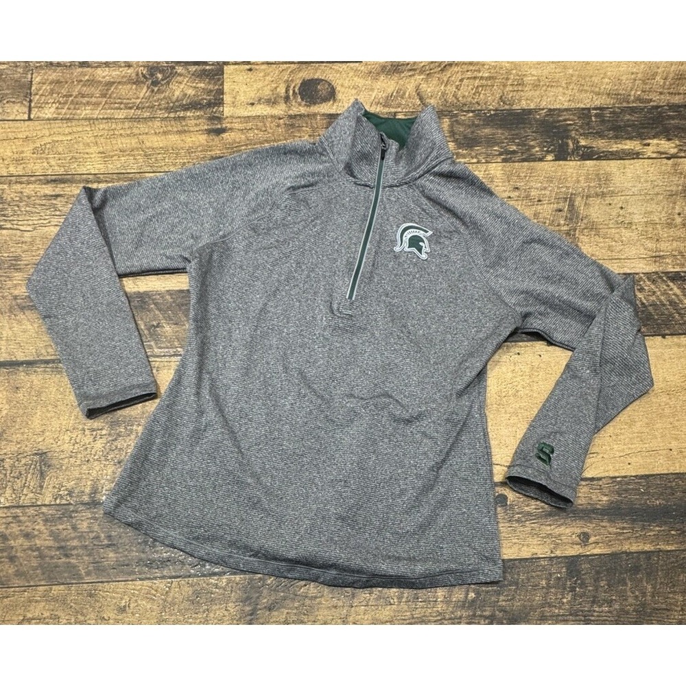MSU Michigan State Spartans 1/4 Zip Long Sleeve‎ Mock Neck Pullover Sweater M